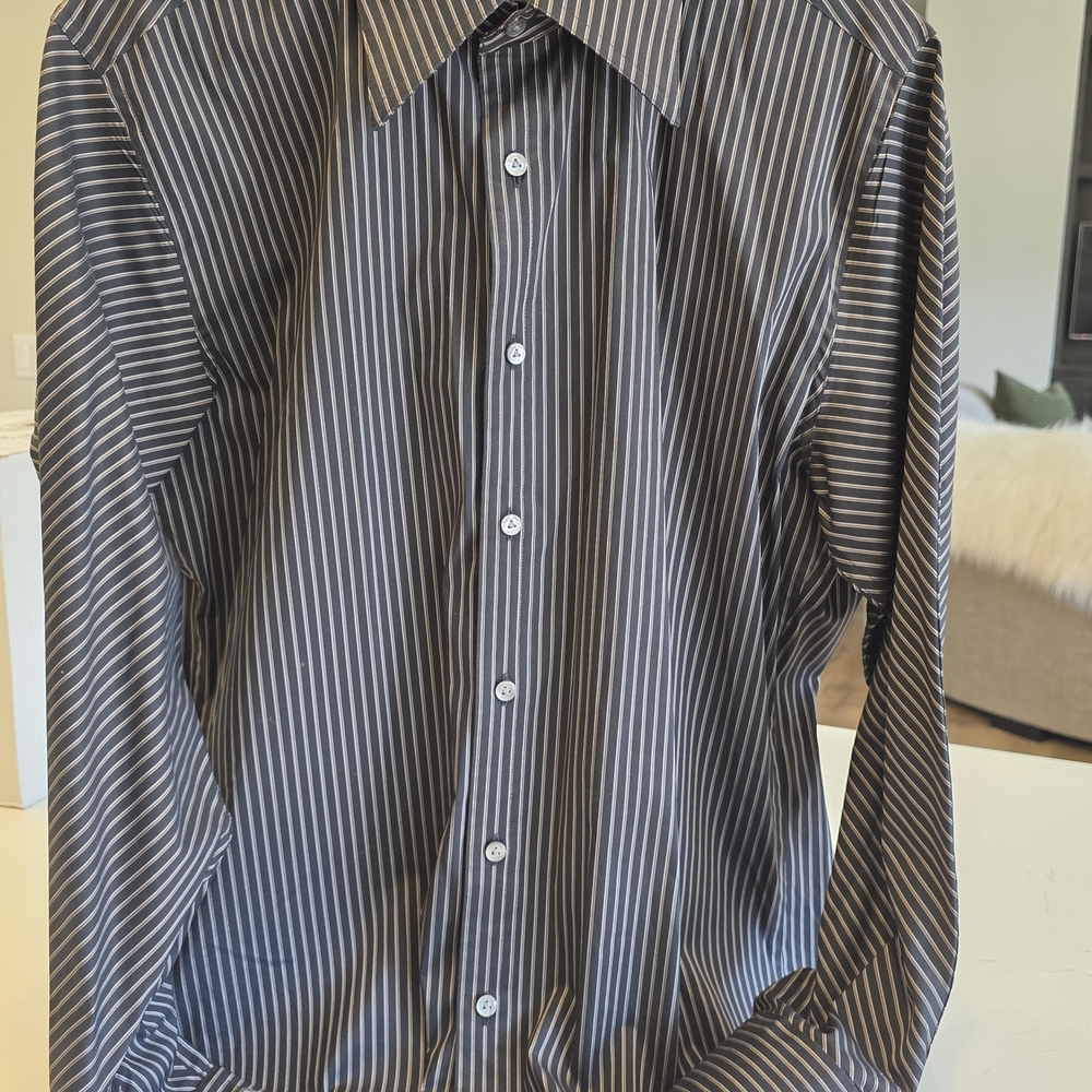 Men's Black Stripe Dress Shirt - Classic Tailored Look
